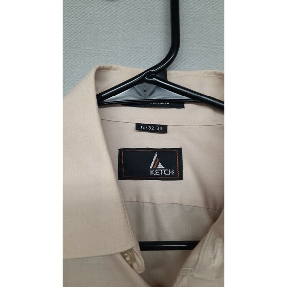 Ketch Striped Button Down Front Shirt Tan Size 15 / 32/33 - Picture 3 of 7